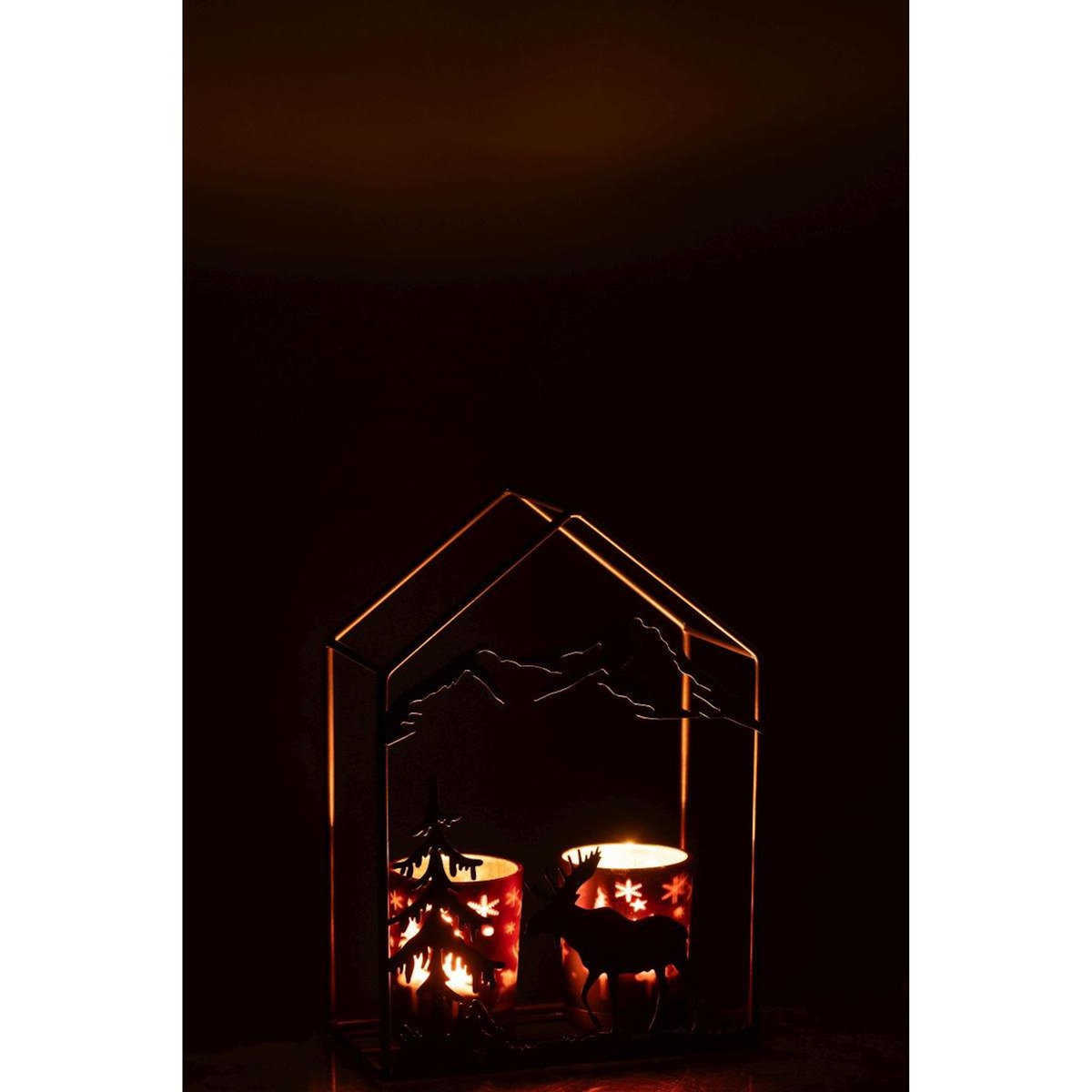 Paris Prix Photophore Maison en Métal  Chalet  22cm Marron