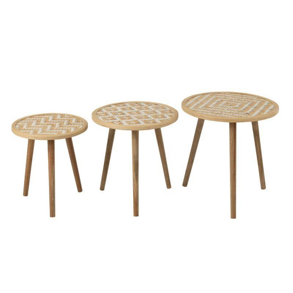 Paris Prix Lot de 3 Tables d'Appoint Gigognes  Baudoin  55cm Naturel