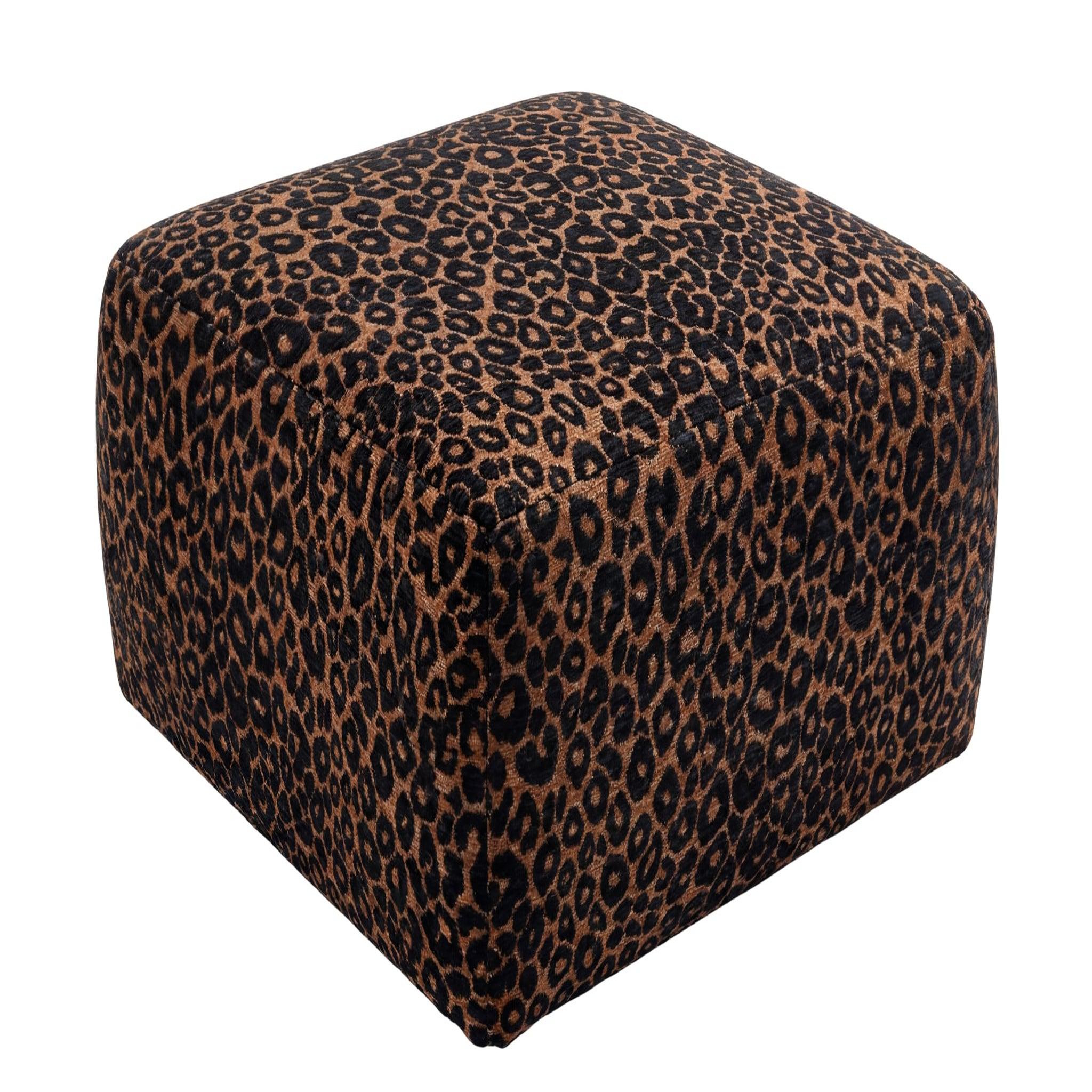 Voir la diapositive 6 : CASANOVA PARIS Elio - pouf en tissu imprimé animalier beige 74x74x41