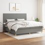 Voir la diapositive 1 : VIDAXL Sommier a lattes de lit avec matelas Gris fonce 200x200cm Tissu