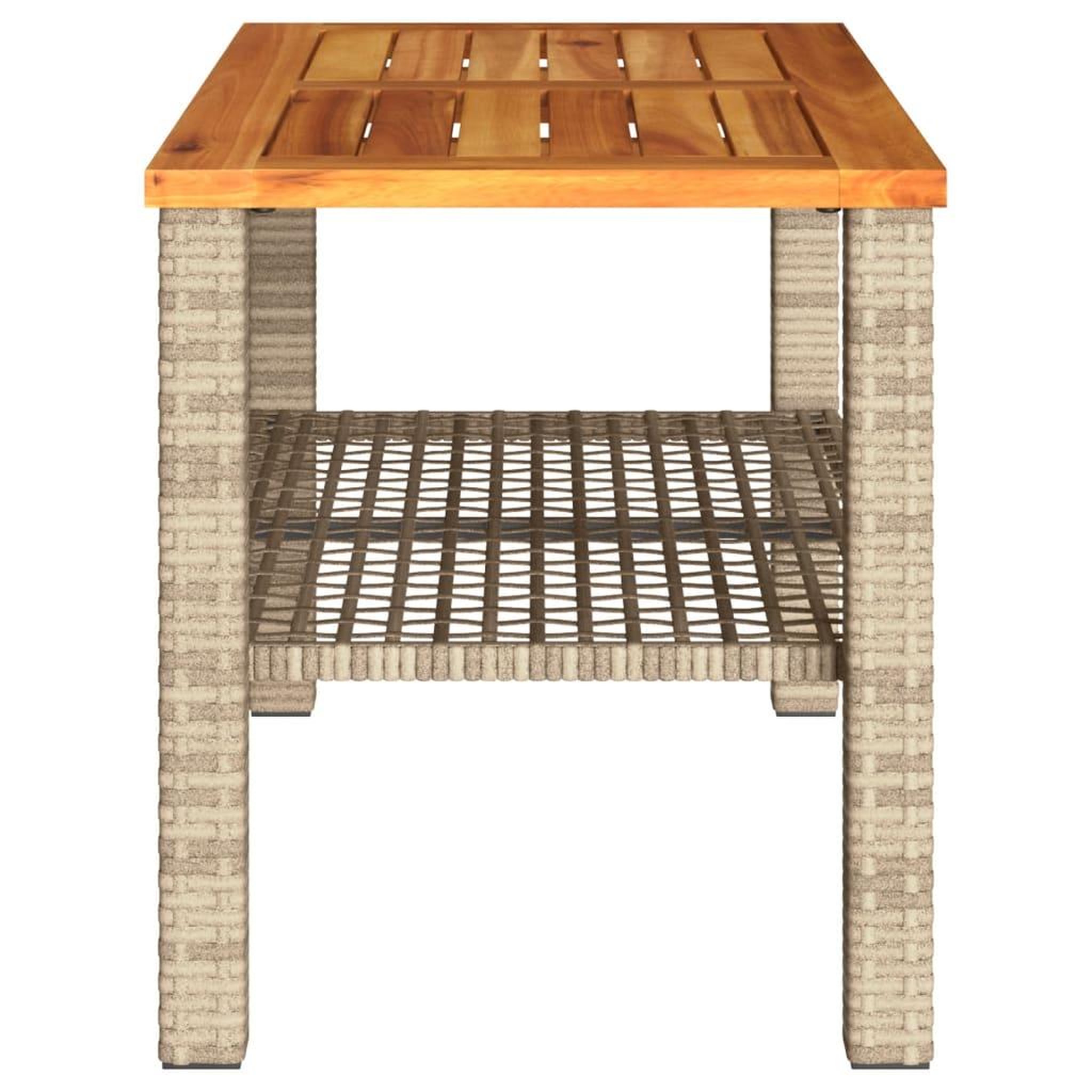 Voir la diapositive 5 : VIDAXL Table de jardin beige 70x38x42 cm resine tressee et bois acacia