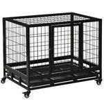 PAWHUT Cage pour chien animaux cage de transport sur roulettes 2 portes noir
