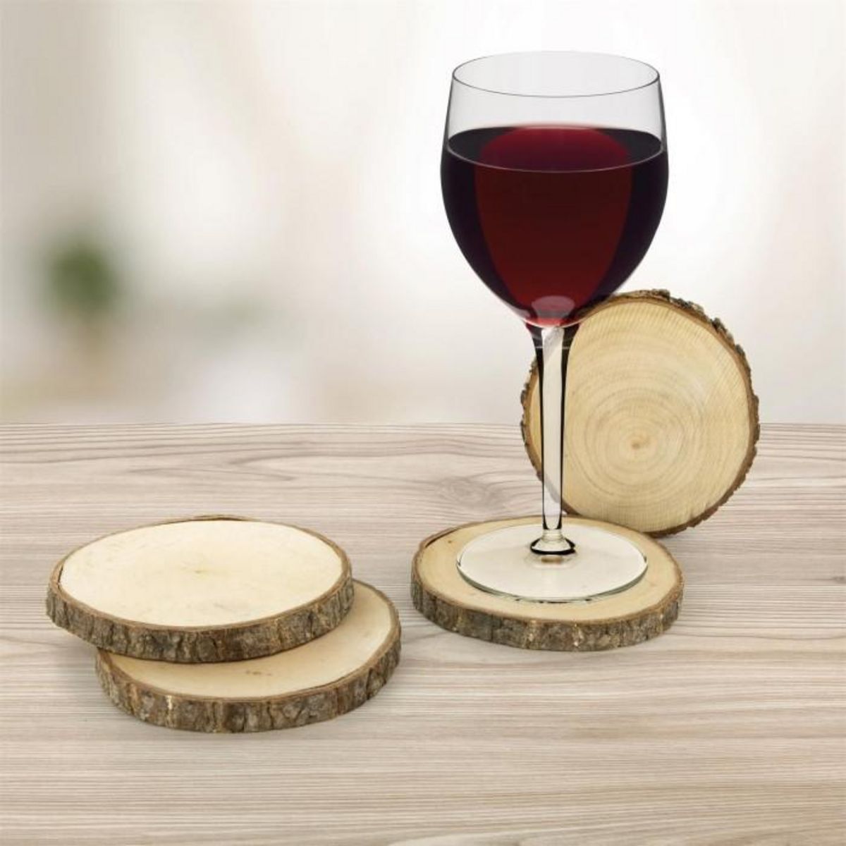 Paris Prix Lot de 4 Dessous de Verre  Rondin  11cm Naturel