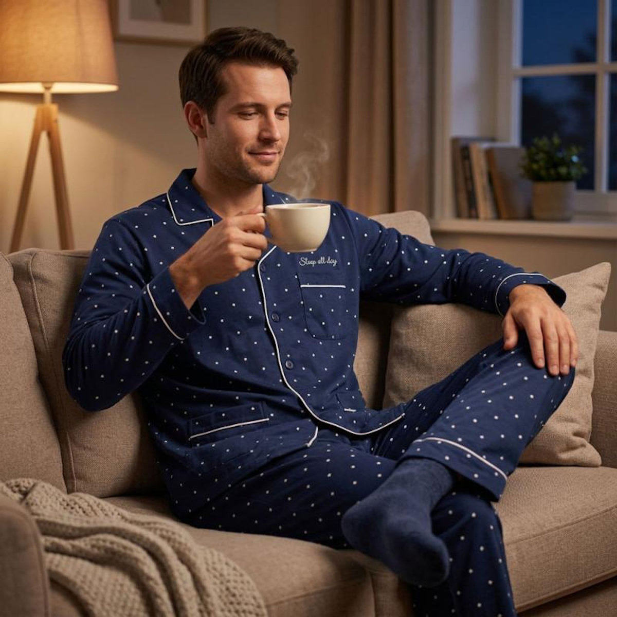 OZABI Pyjama Homme Long Boutonne Col Chemise Ultra Doux