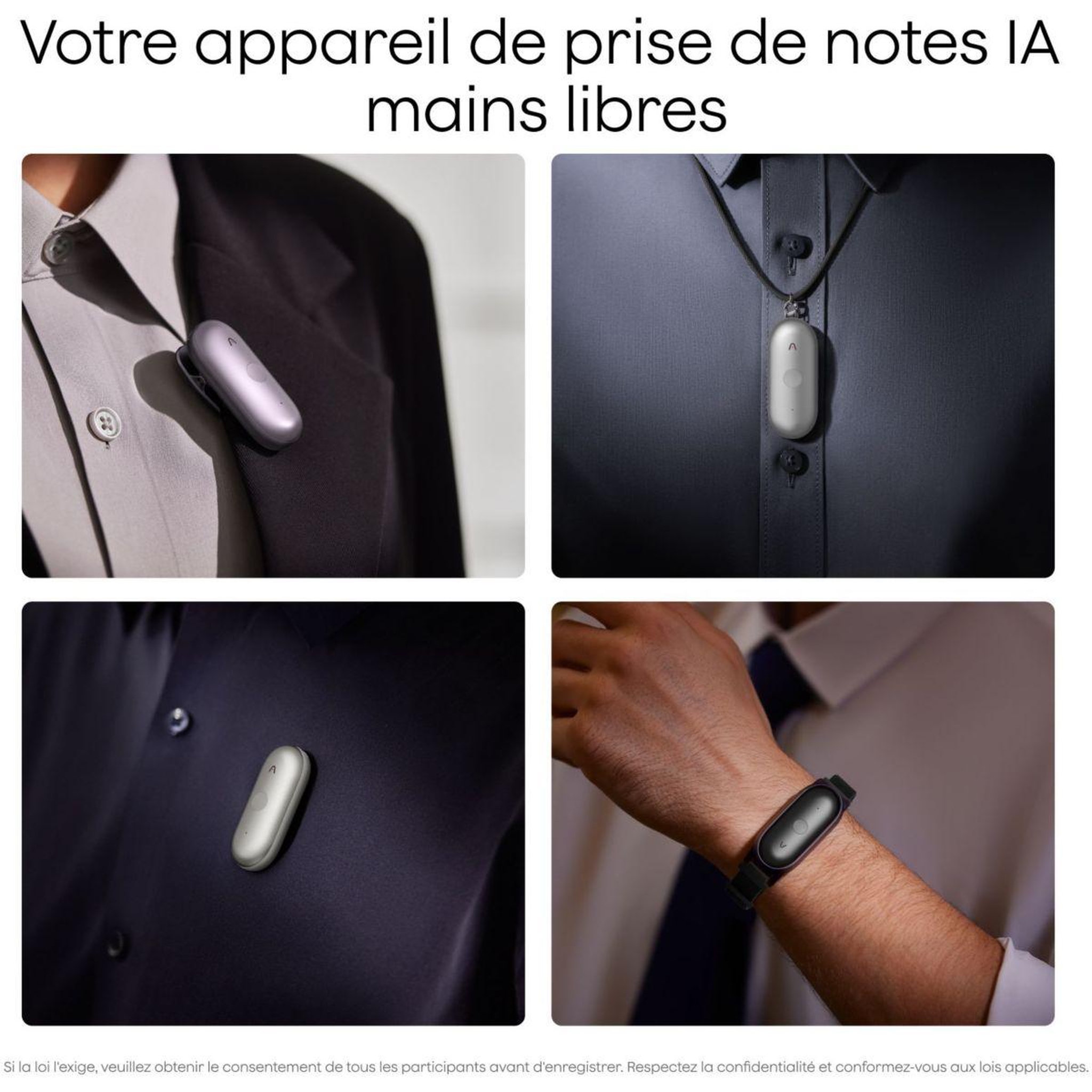 Voir la diapositive 4 : PLAUD Dictaphone note pin s argent