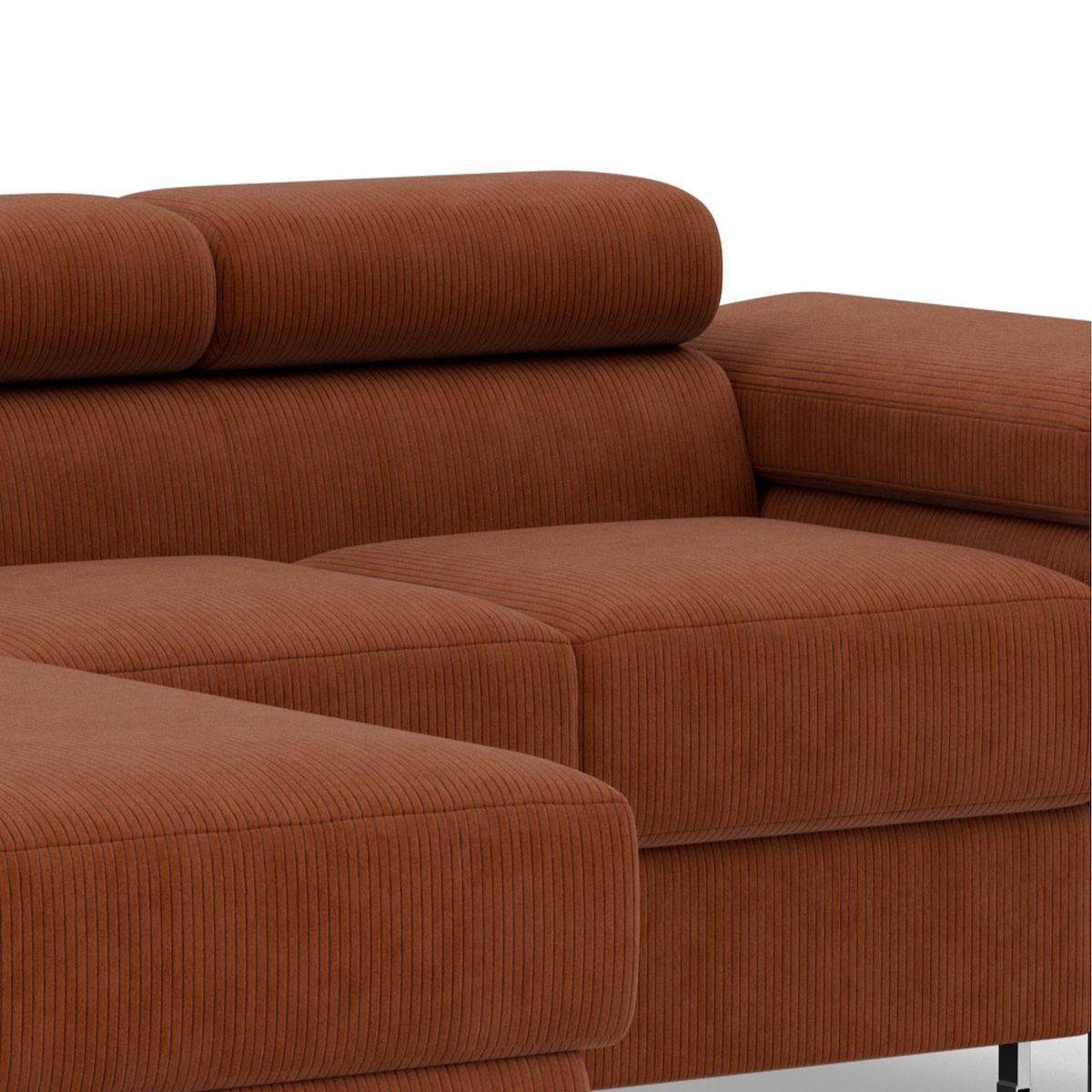 BEST MOBILIER Pablo - canapé d'angle gauche - 6 places - convertible avec coffre et têtières réglables - en velours côtelé