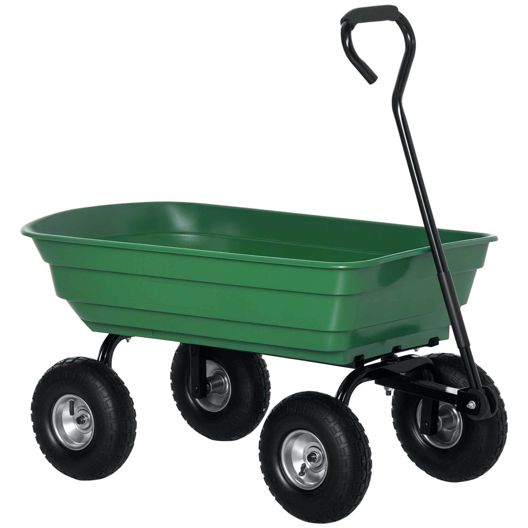 OUTSUNNY Chariot de Jardin 100L max. 250 Kg 4 roues pneumatiques poignée réglable noir vert