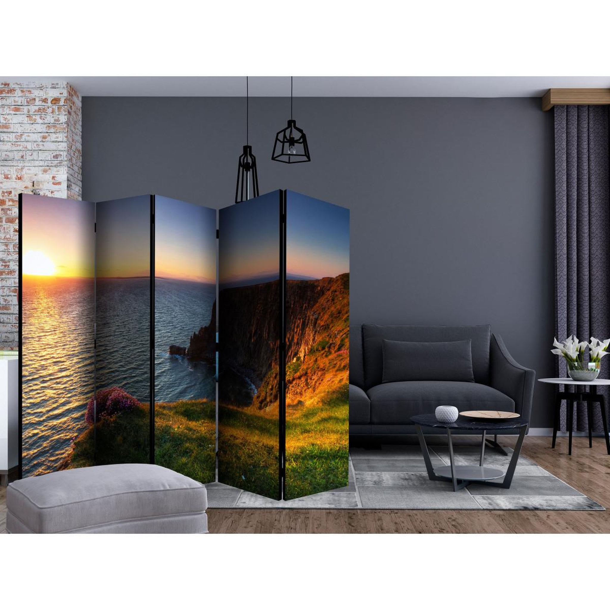 Voir la diapositive 2 : Paris Prix Paravent 5 volets  sunset : cliffs of moher, ireland  172x225cm