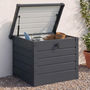 Voir la diapositive 2 : ID MARKET Coffre de rangement métal verrouillable gris anthracite pour jardin 200L 68x62,5x63 cm