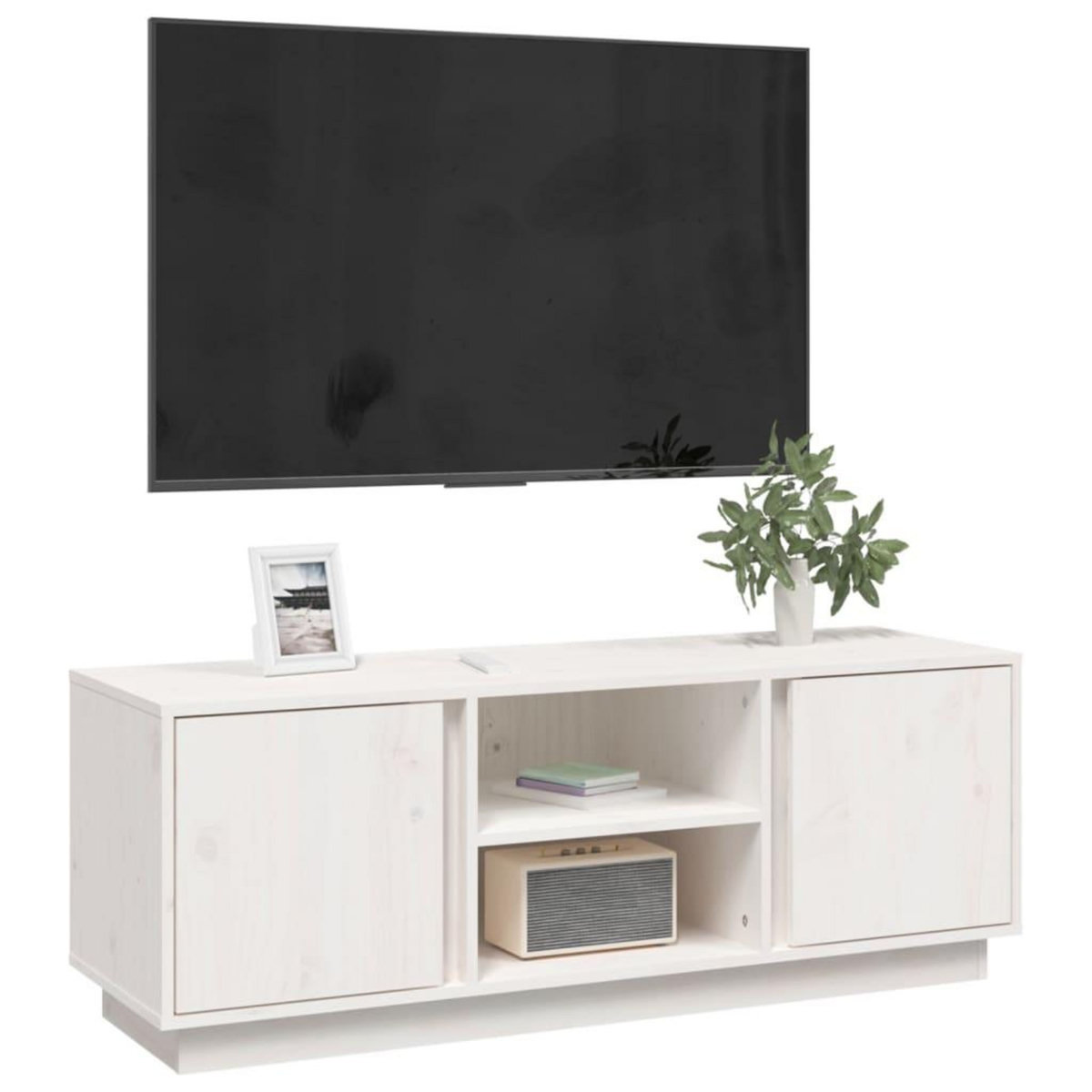 VIDAXL Meuble TV Blanc 110x35x40,5 cm Bois de pin massif