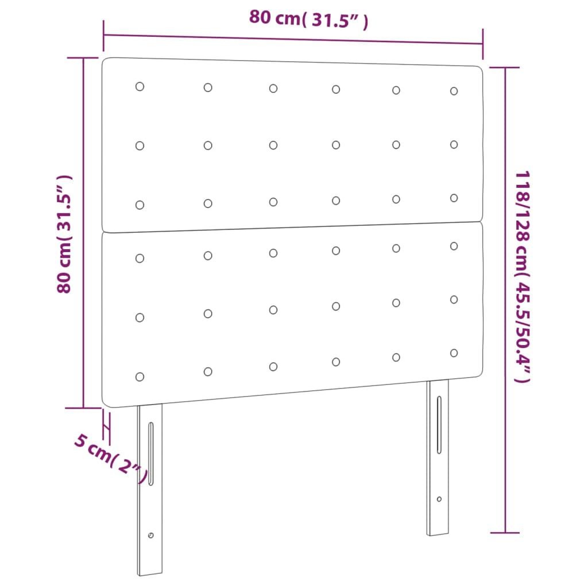 Voir la diapositive 6 : VIDAXL Tetes de lit 2 pcs Noir 80x5x78/88 cm Tissu