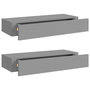Voir la diapositive 2 : VIDAXL Etageres a tiroirs murales 2 pcs gris 60x23,5x10 cm MDF
