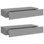 Voir la diapositive 2 : VIDAXL Etageres a tiroirs murales 2 pcs gris 60x23,5x10 cm MDF