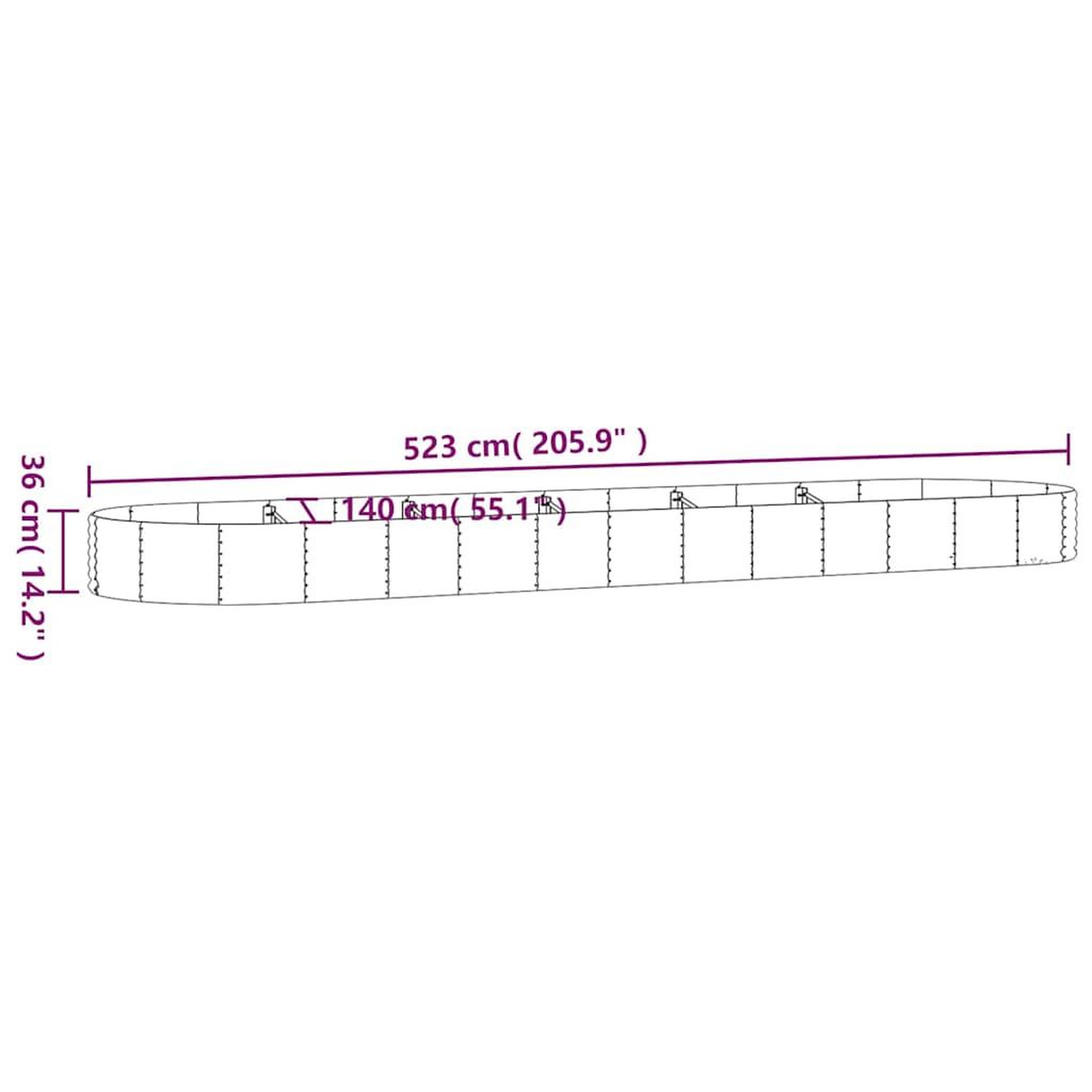 Voir la diapositive 6 : VIDAXL Lit sureleve de jardin acier galvanise 523x140x36cm gris