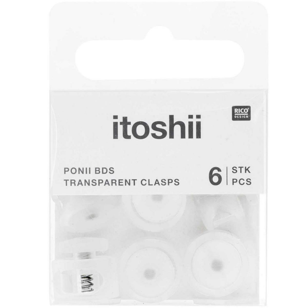 RICO DESIGN Itoshii pack de 6 claps de cordon transparent