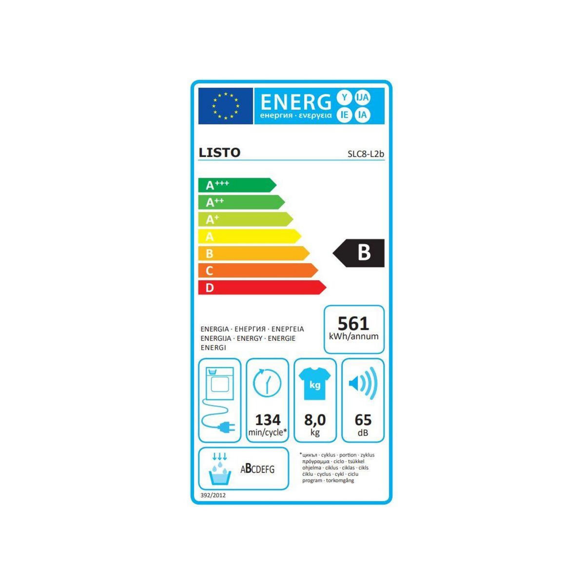 Listo Sèche linge à condensation SLC8-L2b