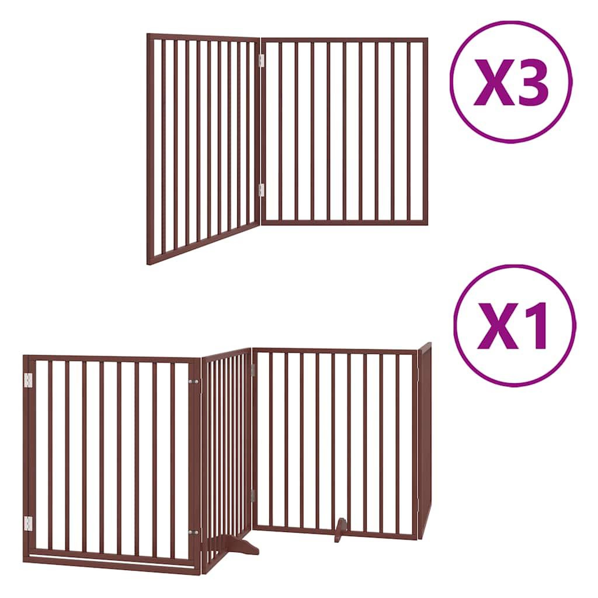 Voir la diapositive 2 : VIDAXL Barriere pour chien porte pliable 10 panneaux bois de peuplier