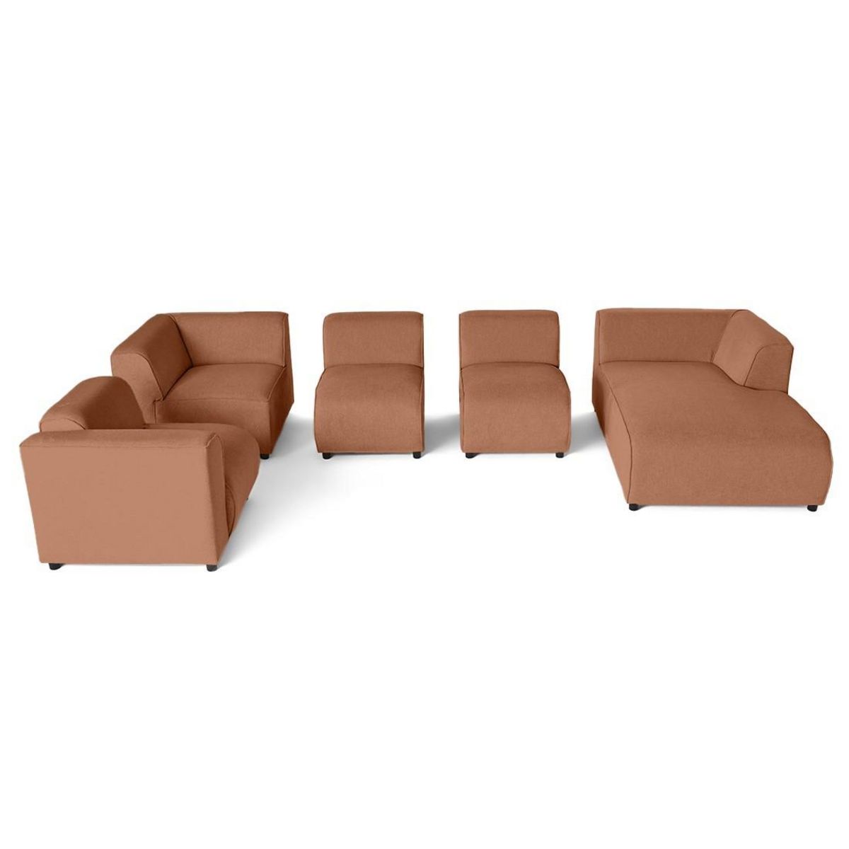 LISA DESIGN Suaro - canapé modulable panoramique d'angle gauche 7 places en tissu texturé