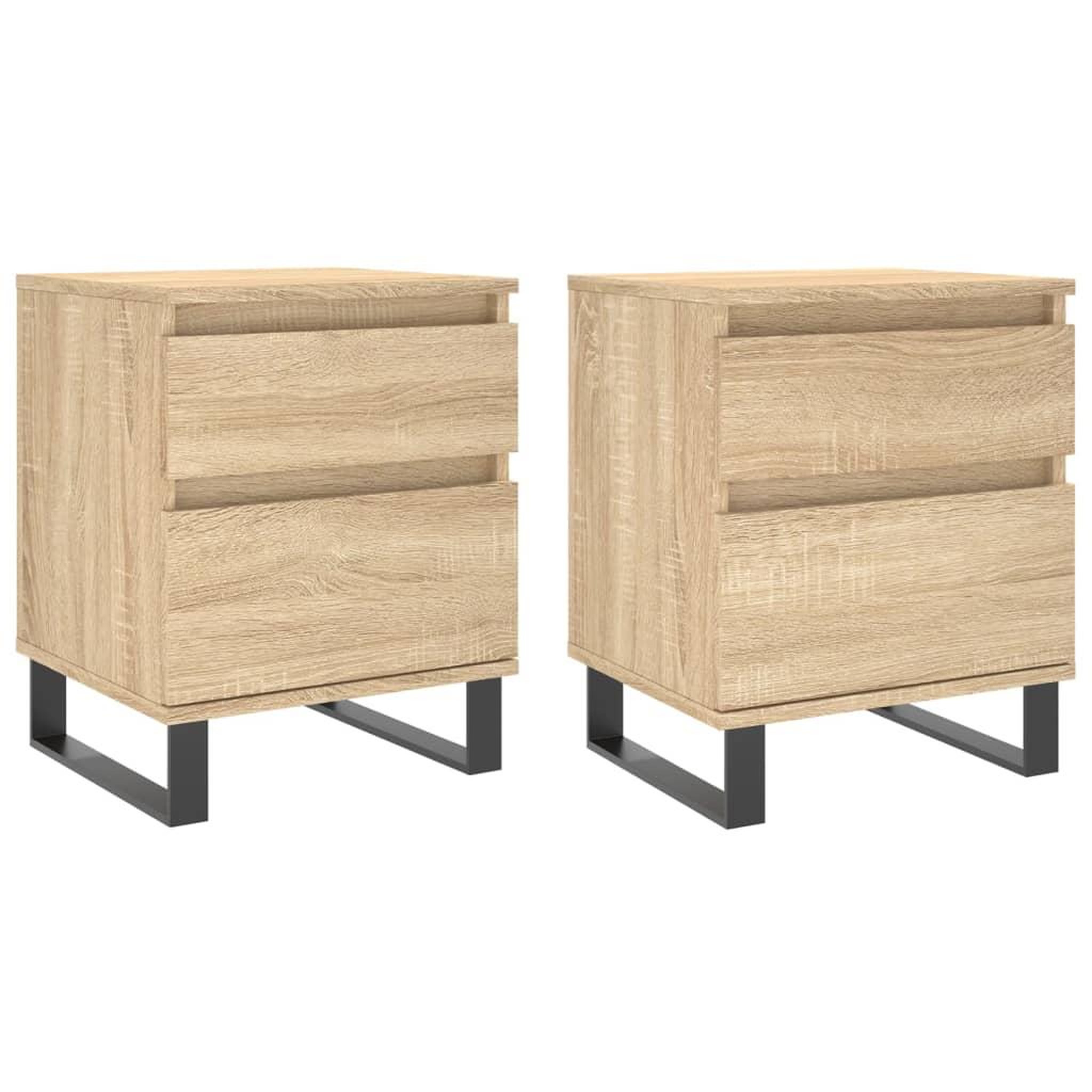 Voir la diapositive 2 : VIDAXL Tables de chevet 2 pcs chene sonoma 40x35x50 cm bois ingenierie