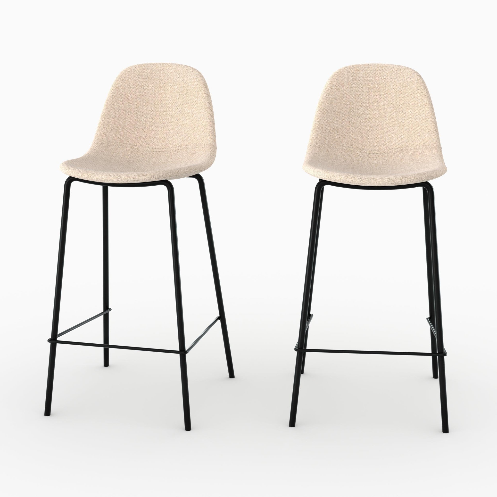 MAISON PAVANE Lot de 2 chaises pour îlot central en tissu beige 65,5 cm-henrik