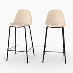 MAISON PAVANE Lot de 2 chaises pour îlot central en tissu beige 65,5 cm-Henrik