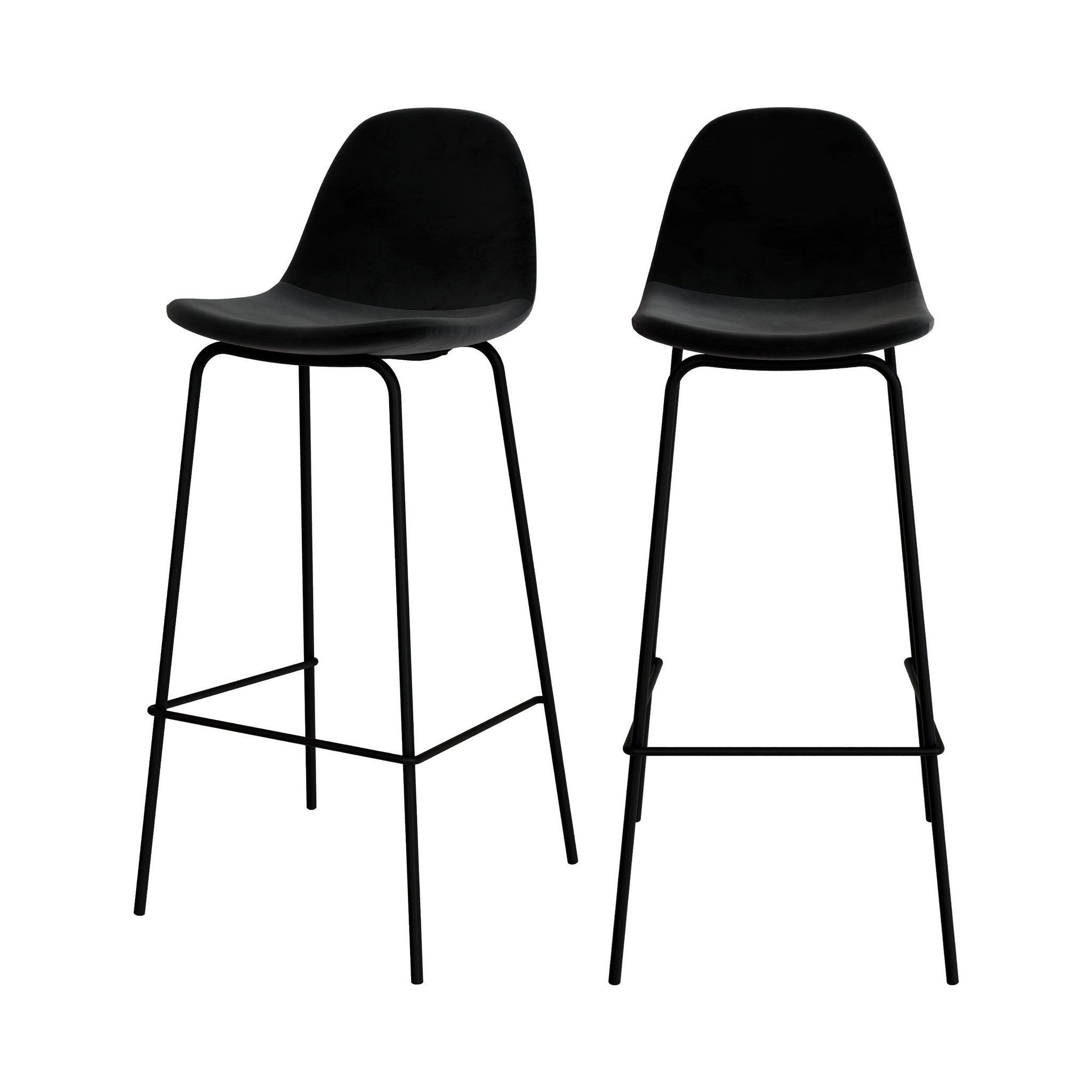MAISON PAVANE Lot de 2 chaises de bar en velours noir 75 cm-henrik