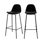 Rendez vous déco Lot de 2 chaises de bar en velours noir 75 cm-Henrik