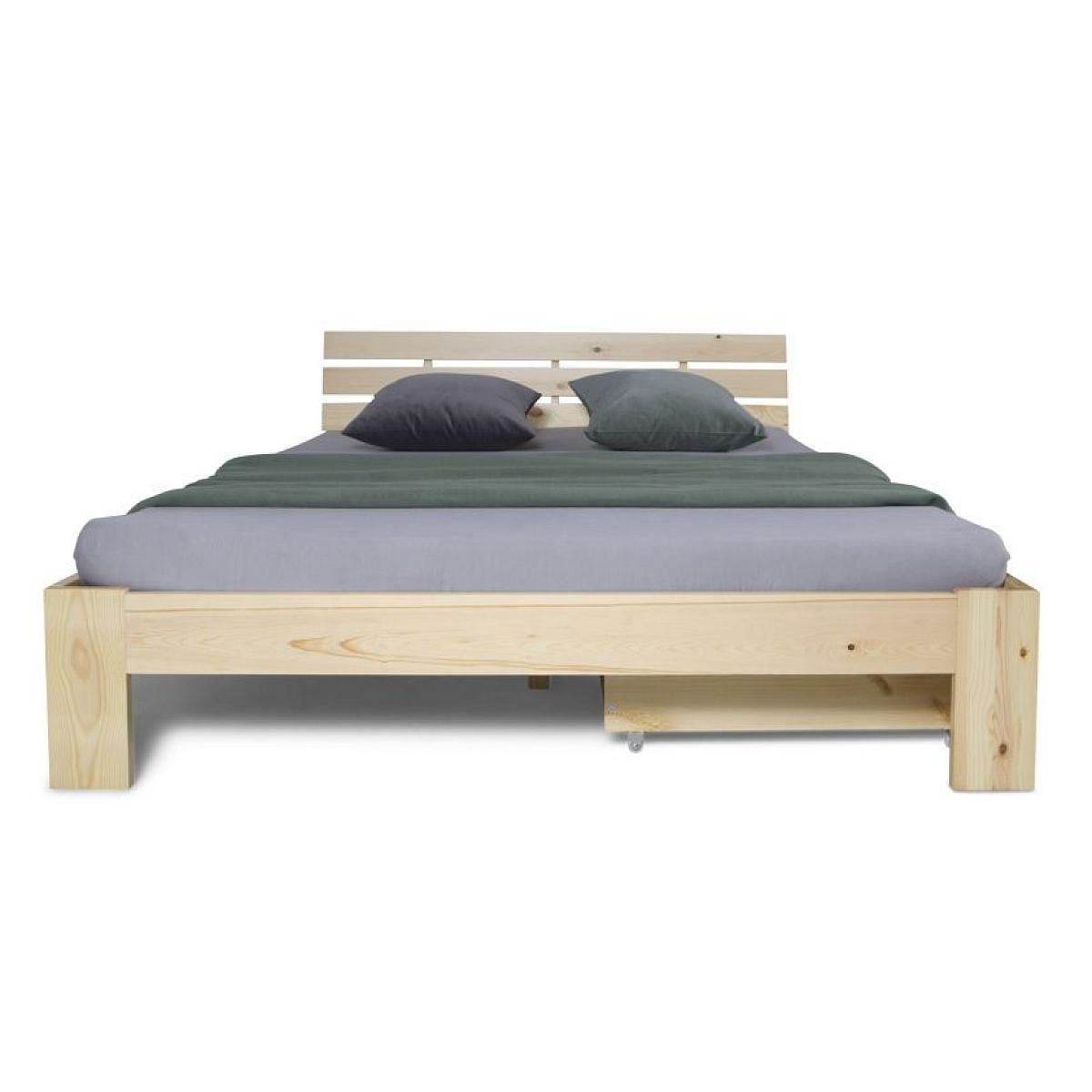 HomeStyle4U Lit double 140x200 cm avec tiroir de lit