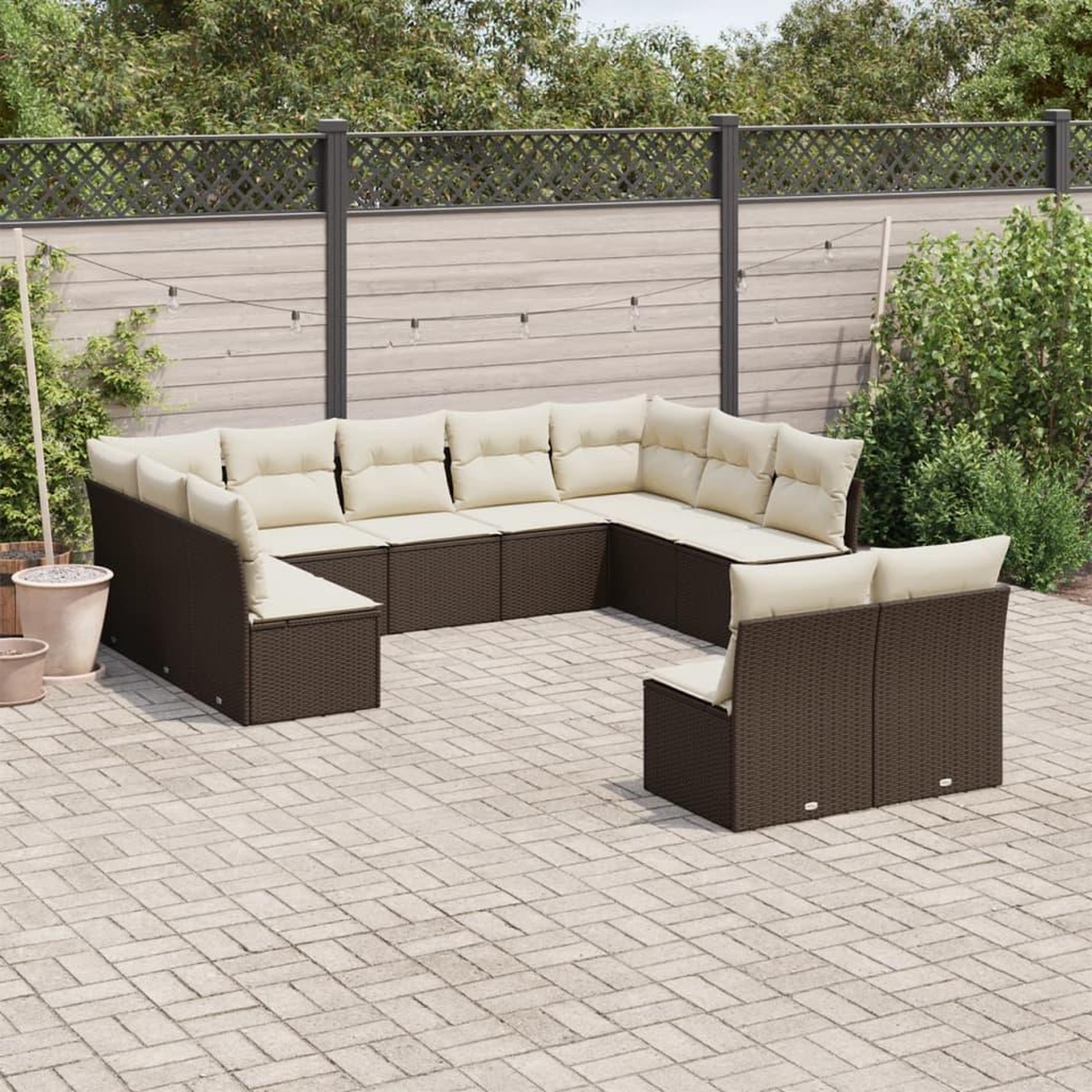 VIDAXL Salon de jardin et coussins 11 pcs marron resine tressee