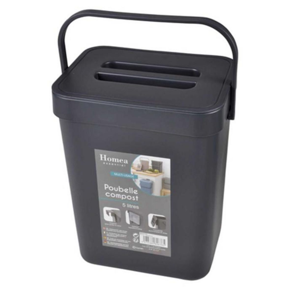 Paris Prix Poubelle de Compost Accrochable  Merle  5L Anthracite