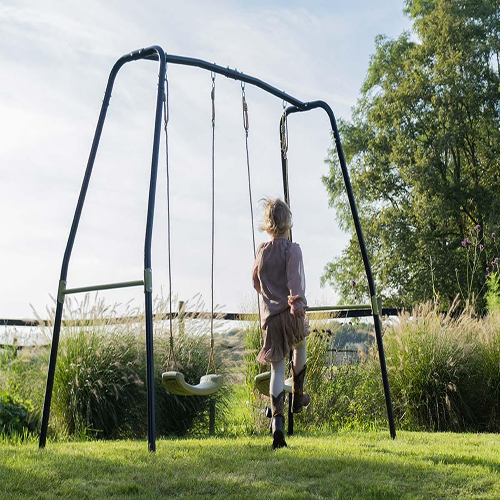 Voir la diapositive 3 : EXIT TOYS Balançoire double pour enfants ivy - exit toys