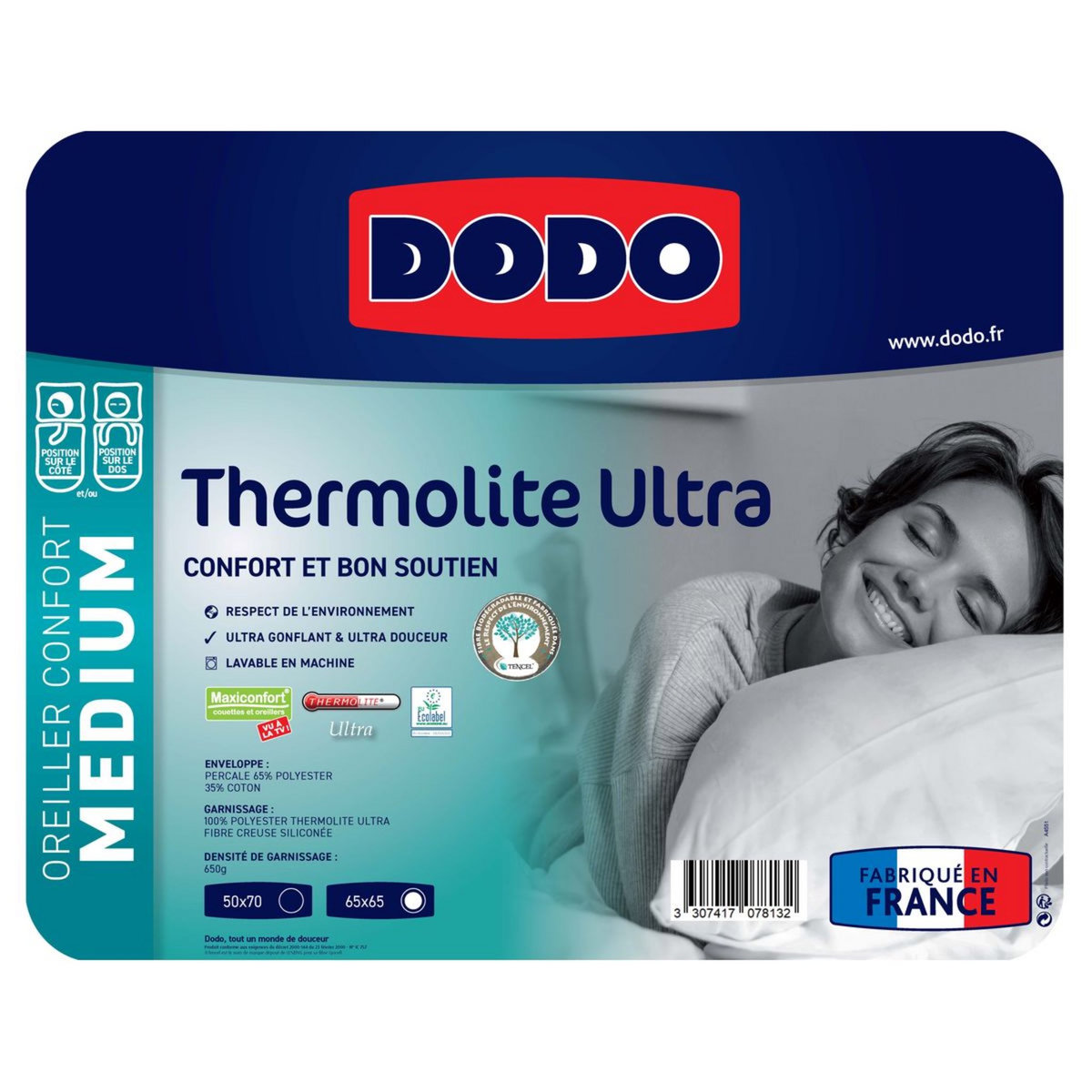 DODO Oreiller confort Médium  Thermolite Ultra