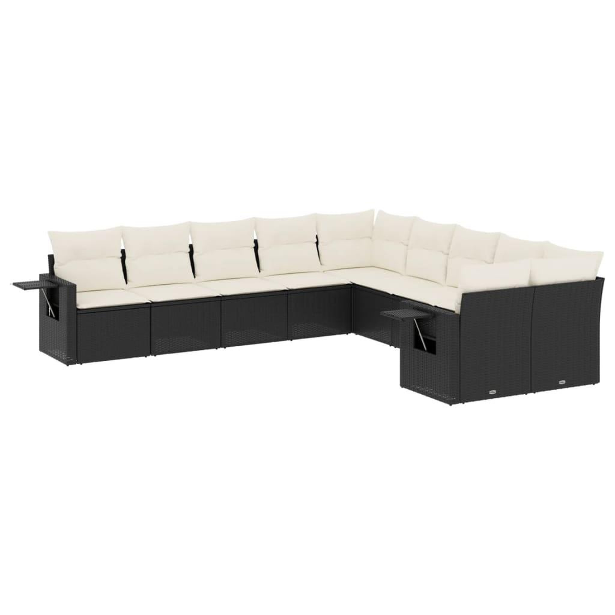 Voir la diapositive 2 : VIDAXL Salon de jardin 10 pcs avec coussins noir resine tressee