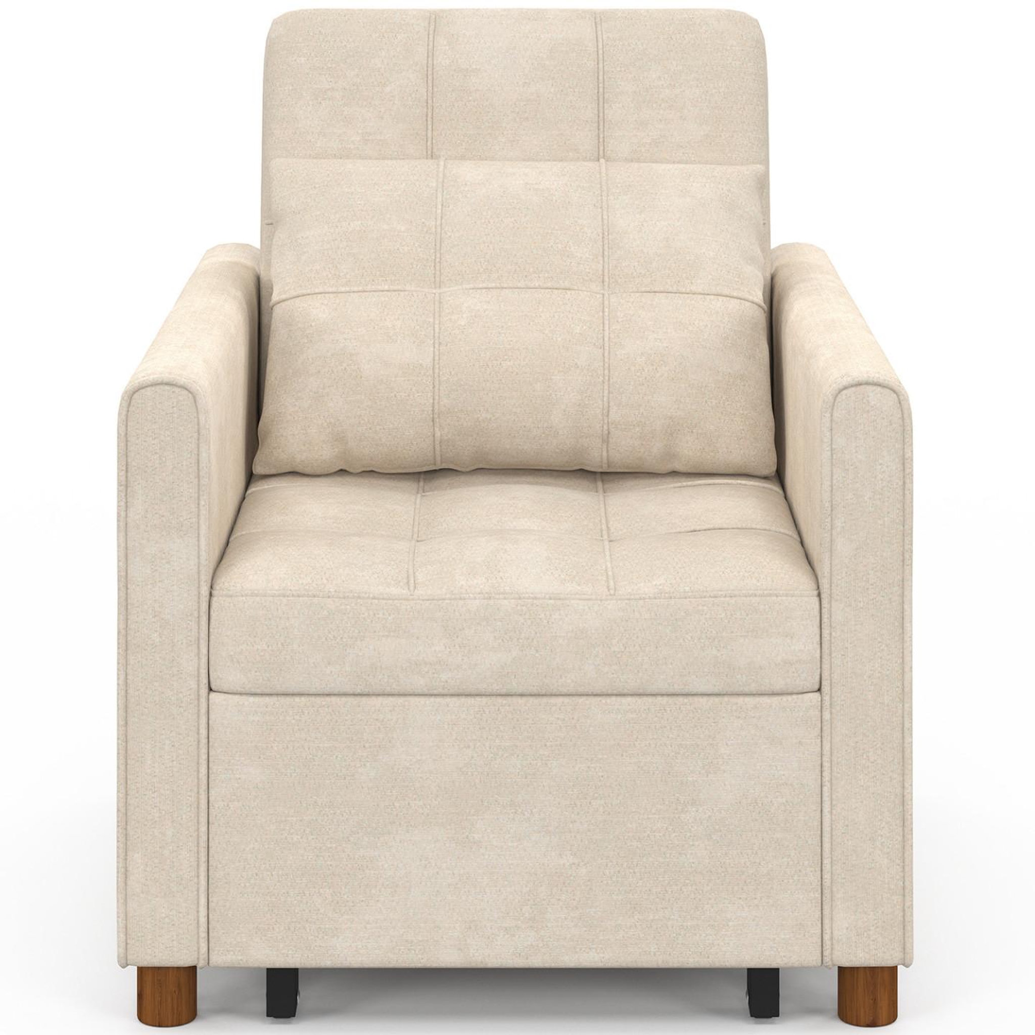 Voir la diapositive 5 : ID MARKET Fauteuil convertible emile lit d'appoint 1 place 69 x 170 cm tissu chenille beige