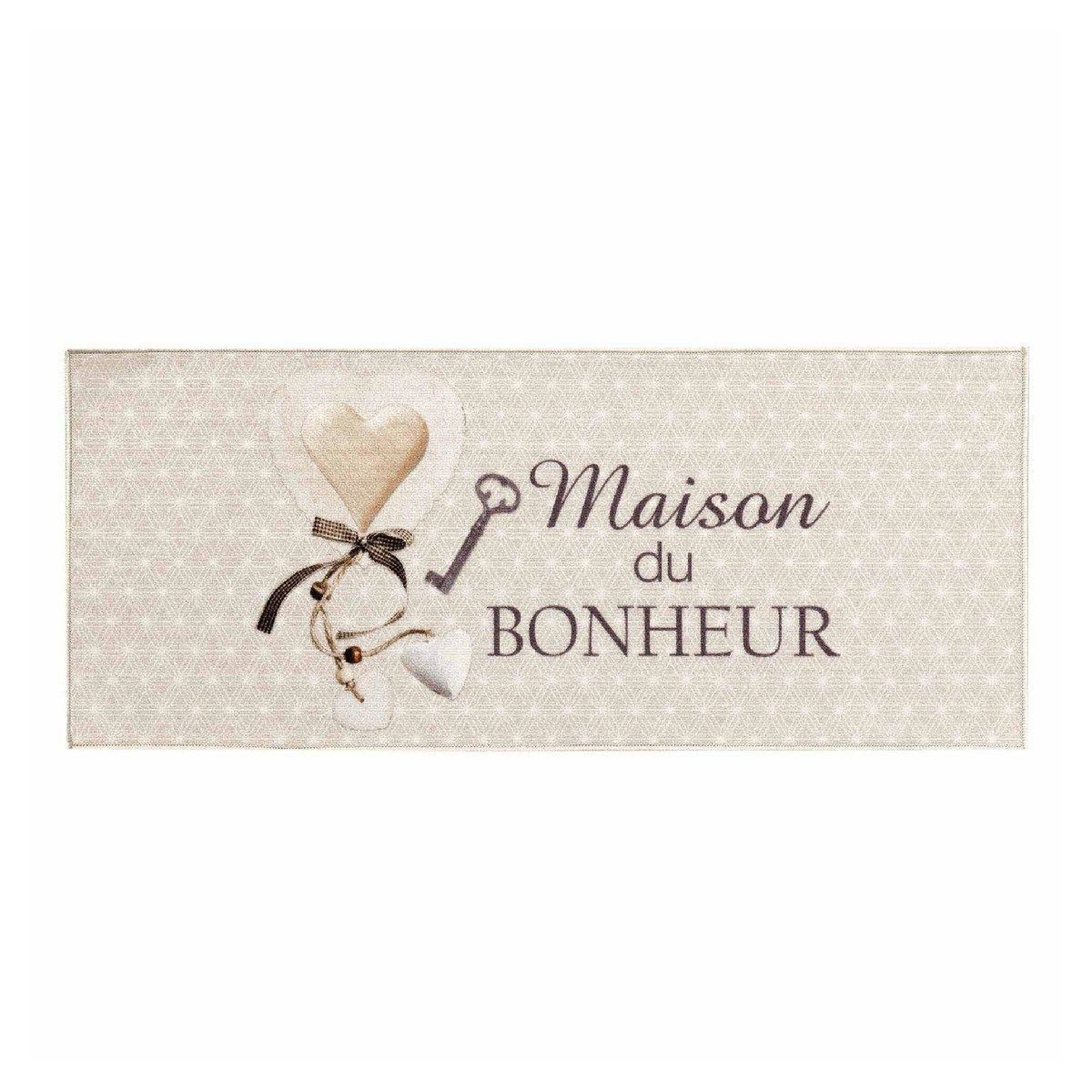 Douceur d'Intérieur Tapis déco imprimé  happiness  50x120cm beige