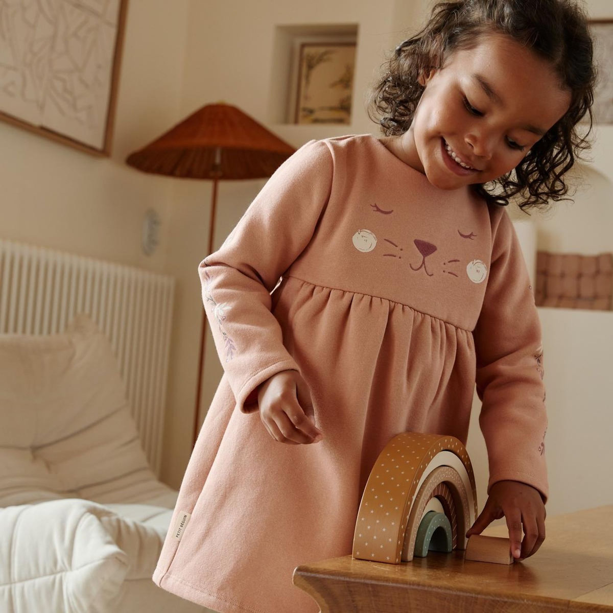Petit Béguin Robe enfant en molleton Matcha