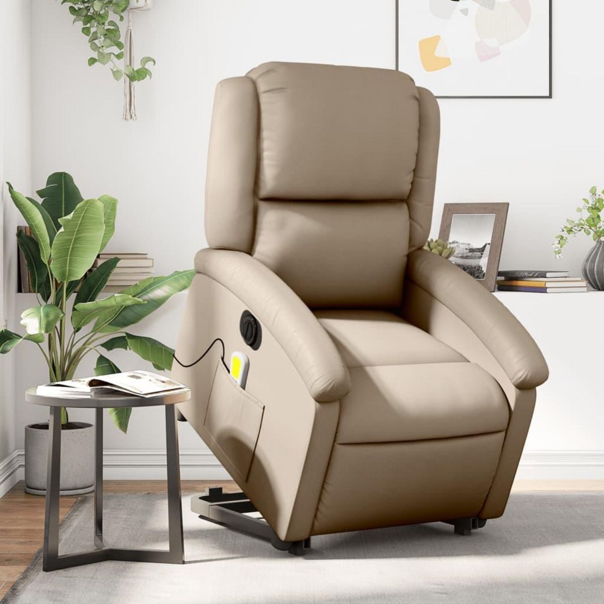 VIDAXL Fauteuil inclinable de massage electrique cappuccino similicuir