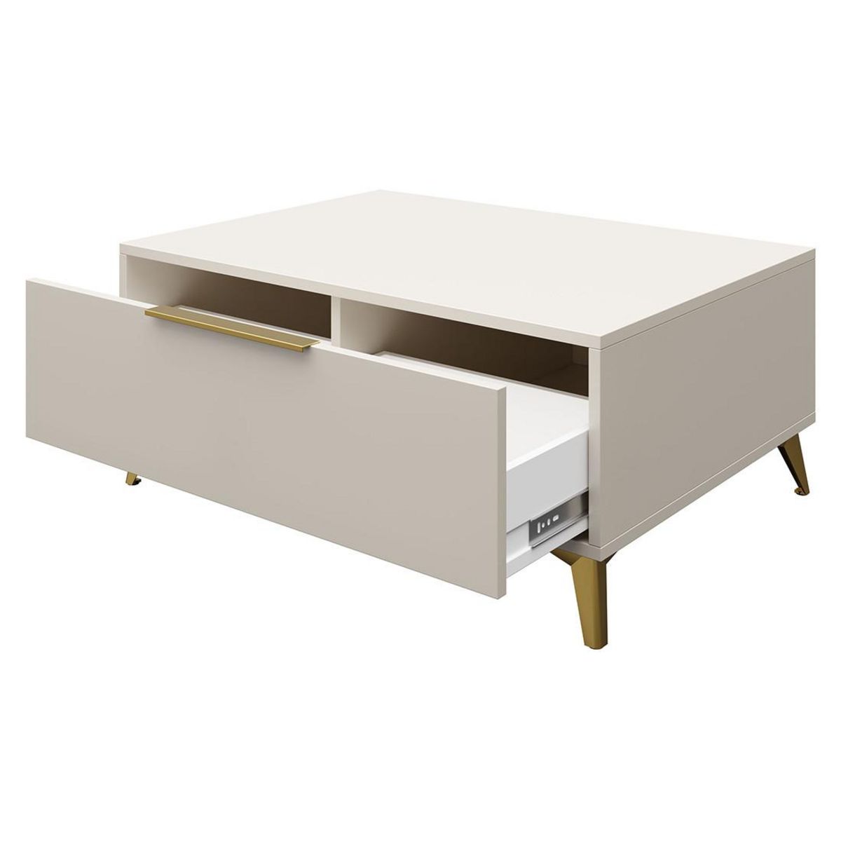 BEST MOBILIER Boccioni - table basse - beige - 1 tiroir - 104 cm
