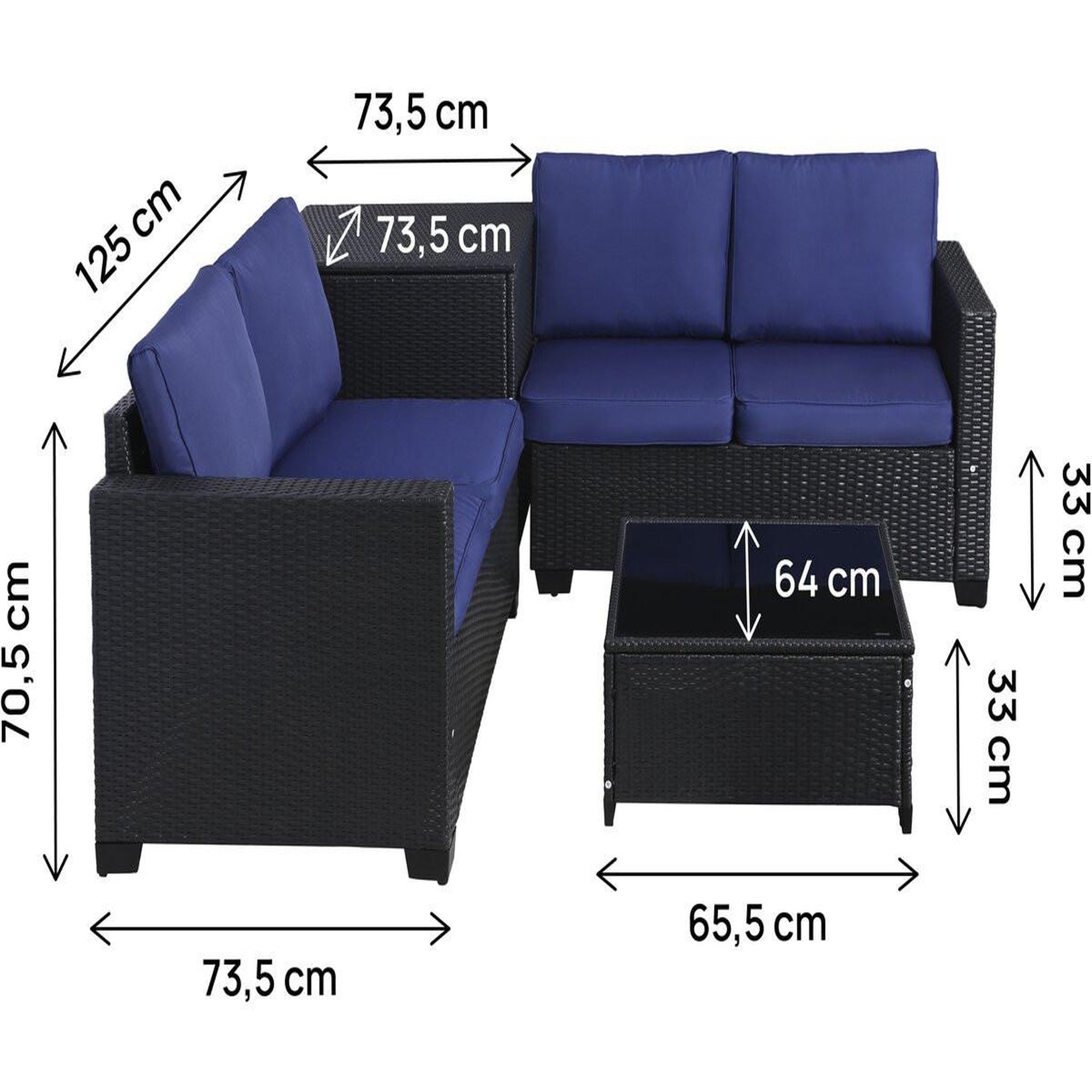 Voir la diapositive 4 : Habitat et Jardin Salon de jardin en résine tressée avec coffre de rangement  riley  - 4 places - bleu foncé