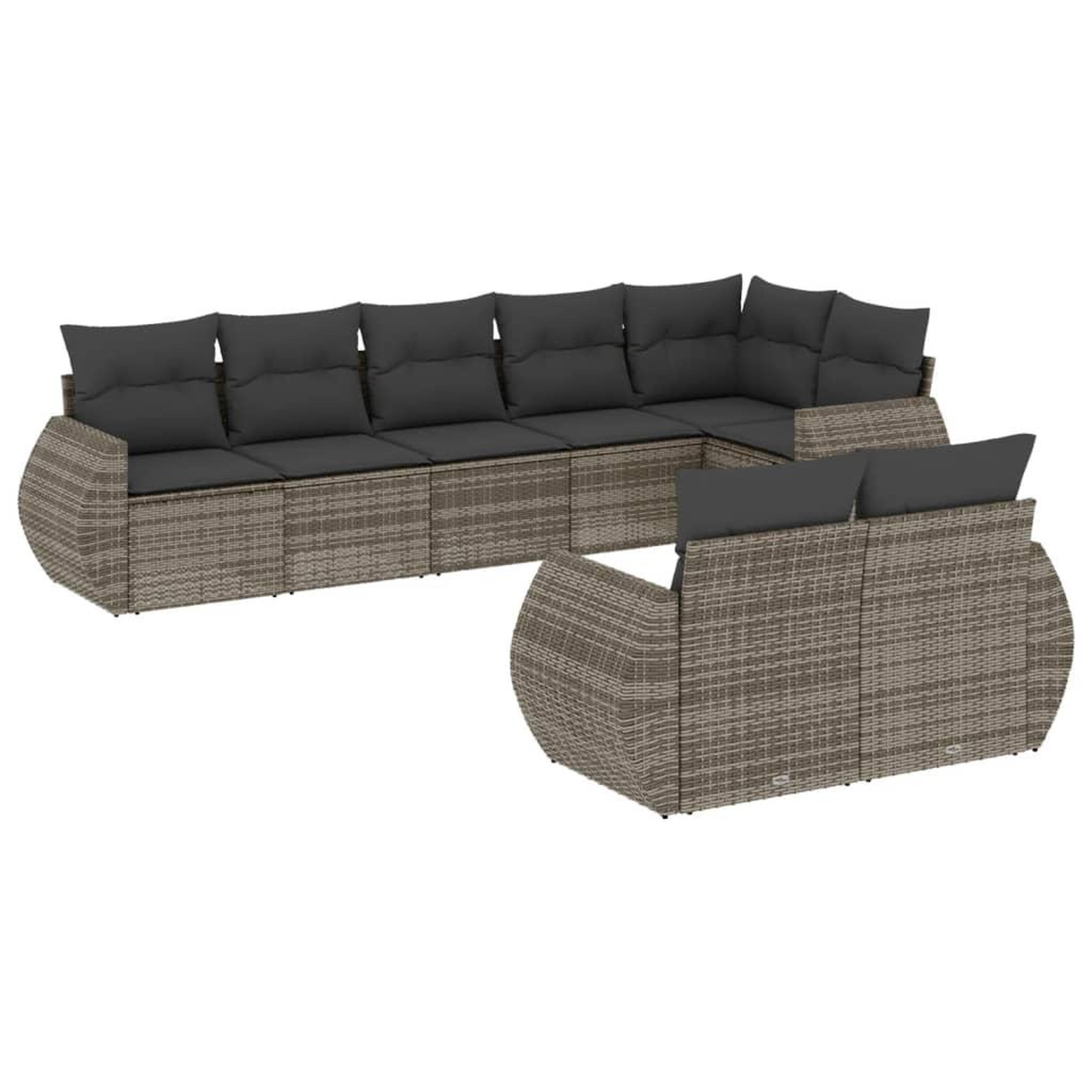 Voir la diapositive 2 : VIDAXL Salon de jardin 8 pcs avec coussins gris resine tressee