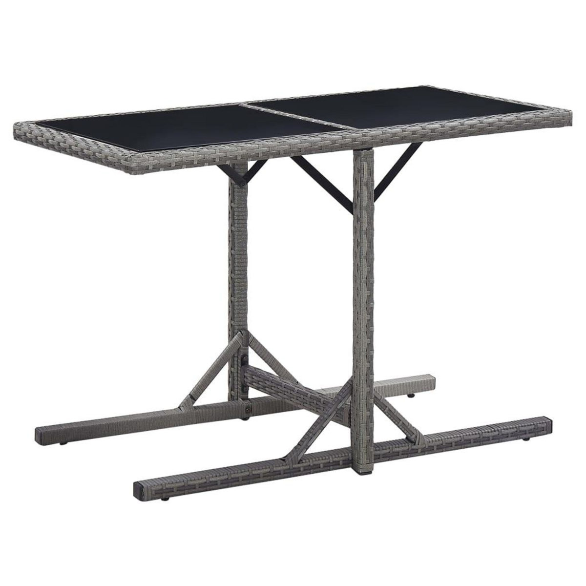VIDAXL Table de jardin Anthracite 110x53x72 cm Verre et resine tressee