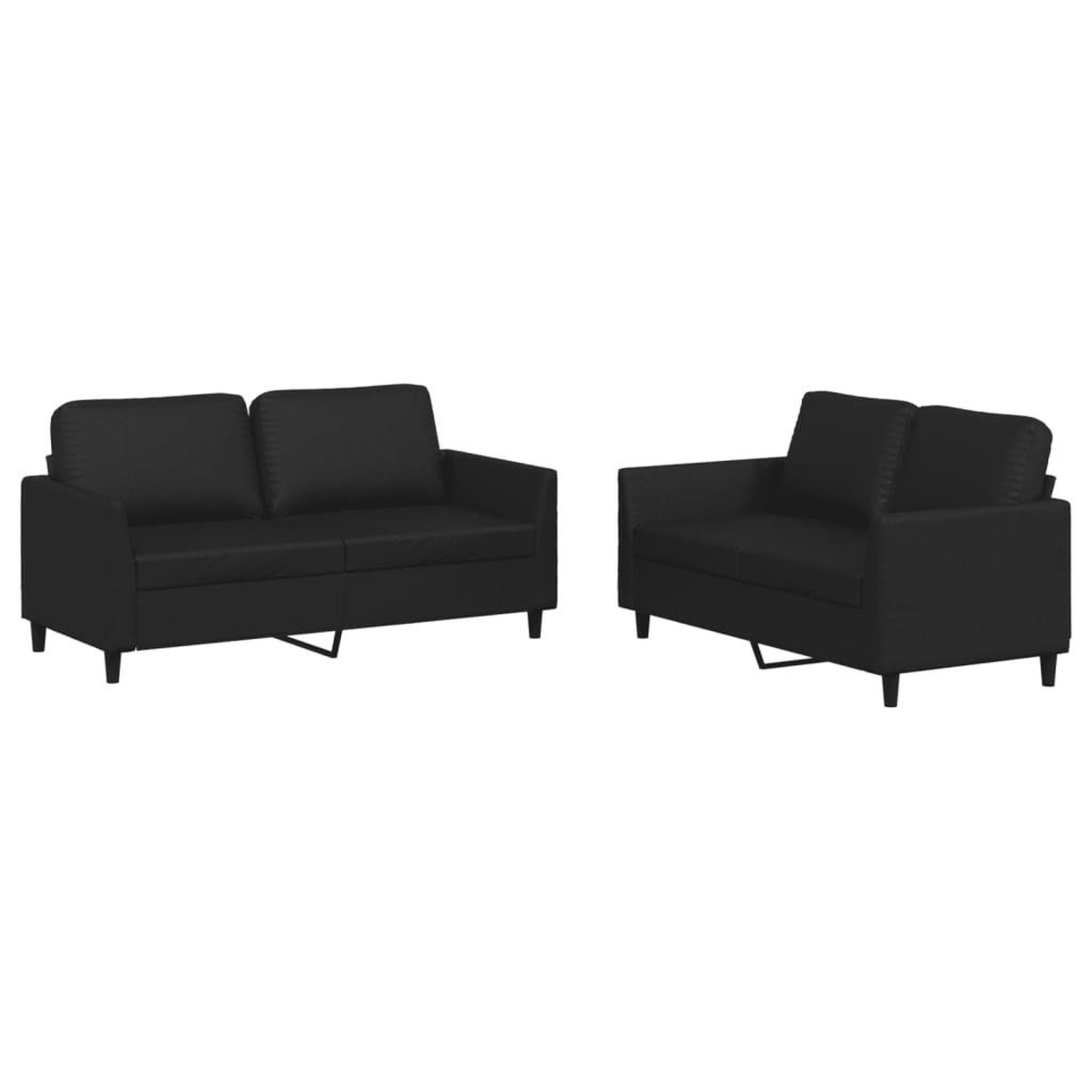Voir la diapositive 2 : VIDAXL Ensemble de canapes 2 pcs avec coussins Noir Similicuir
