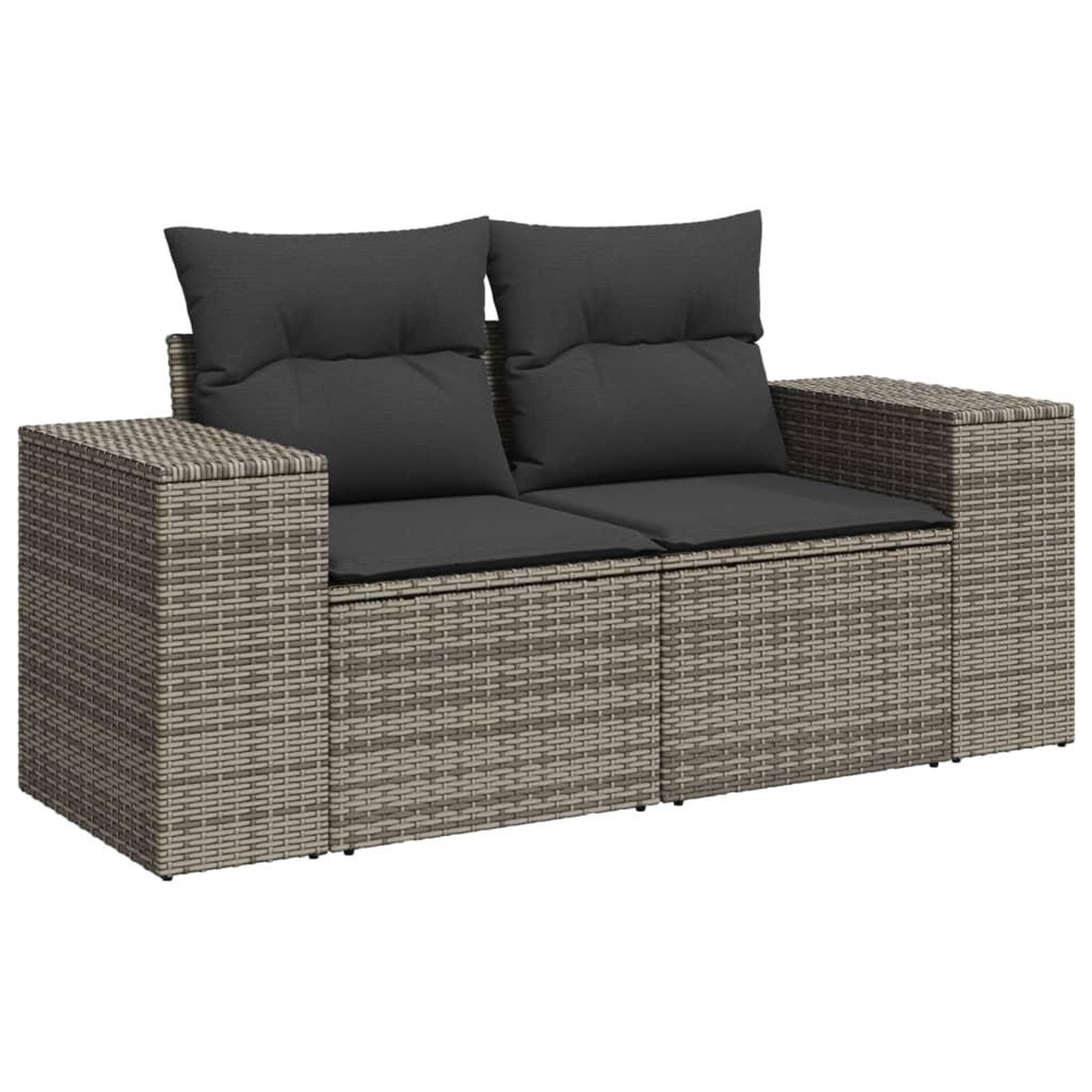 Voir la diapositive 3 : VIDAXL Salon de jardin 11 pcs avec coussins gris resine tressee
