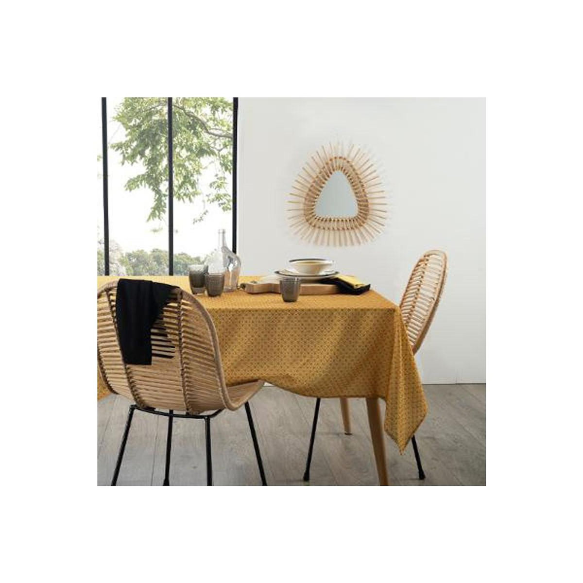 ATMOSPHERA Nappe Antitache à Motifs  Paty  140x240cm Jaune