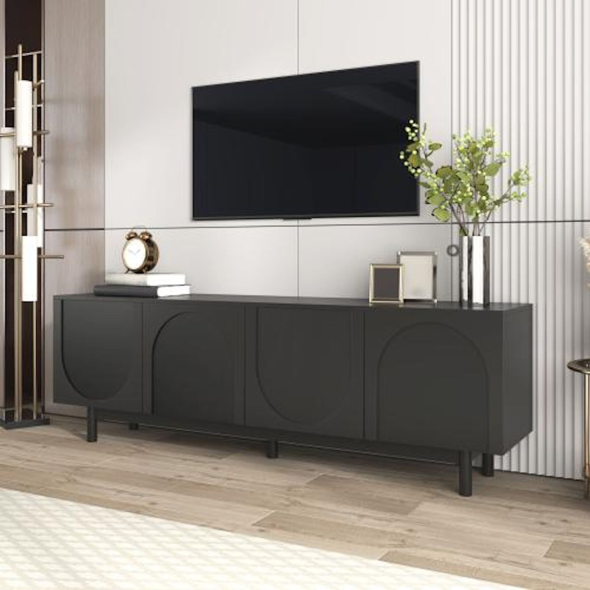 MERAX Meuble tv noir 175 cm mdf