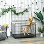 Voir la diapositive 2 : PAWHUT Cage pour chien pliable cage de transport sur roulettes 2 portes verrouillables plateau amovible dim. 125L x 76l x 81H cm métal gris noir