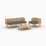 Rendez vous déco Salon de jardin 3 places en bois de teck et tissu gris-Kilda