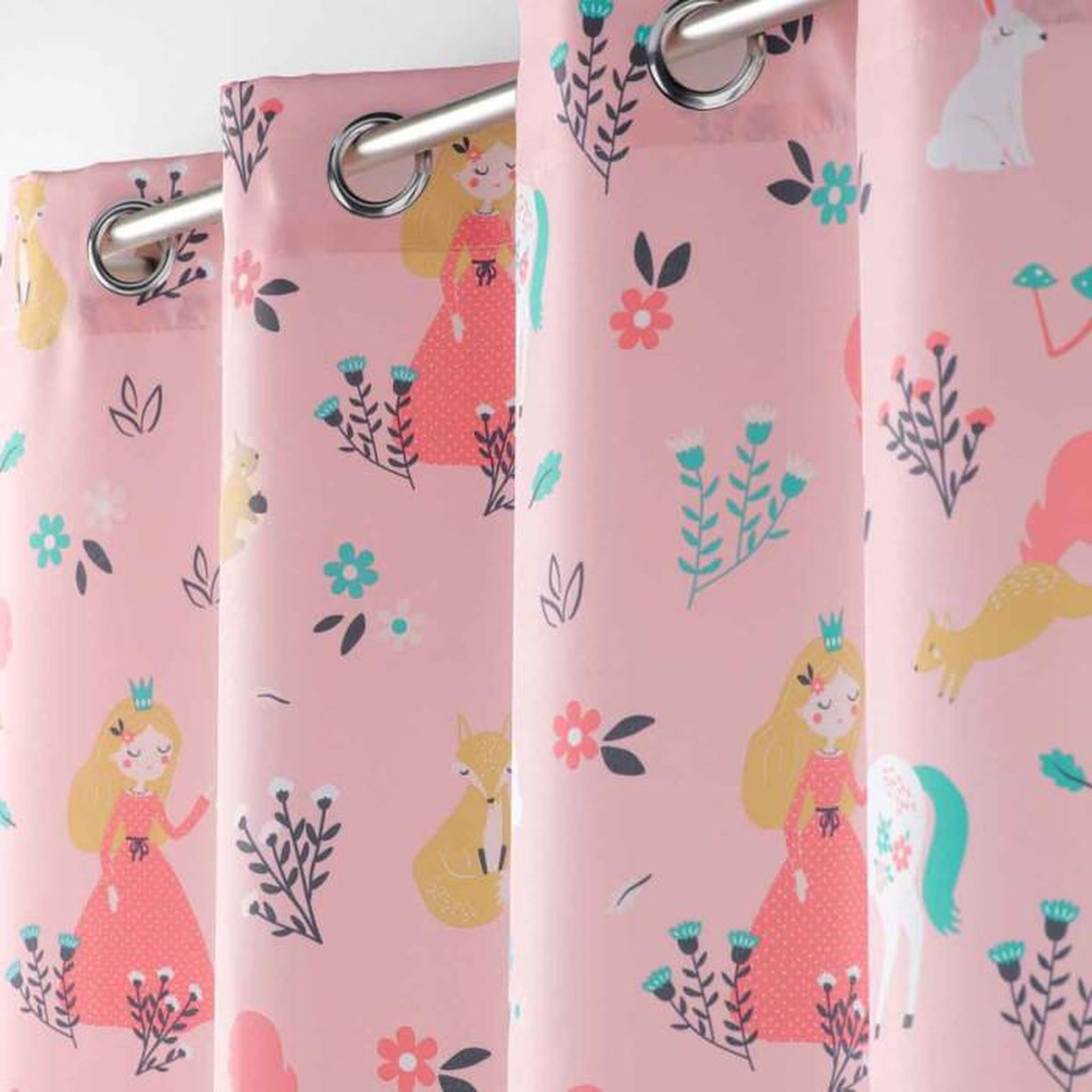 Voir la diapositive 2 : Paris Prix Rideau Enfant  Princesse Licorne  140x260cm Rose