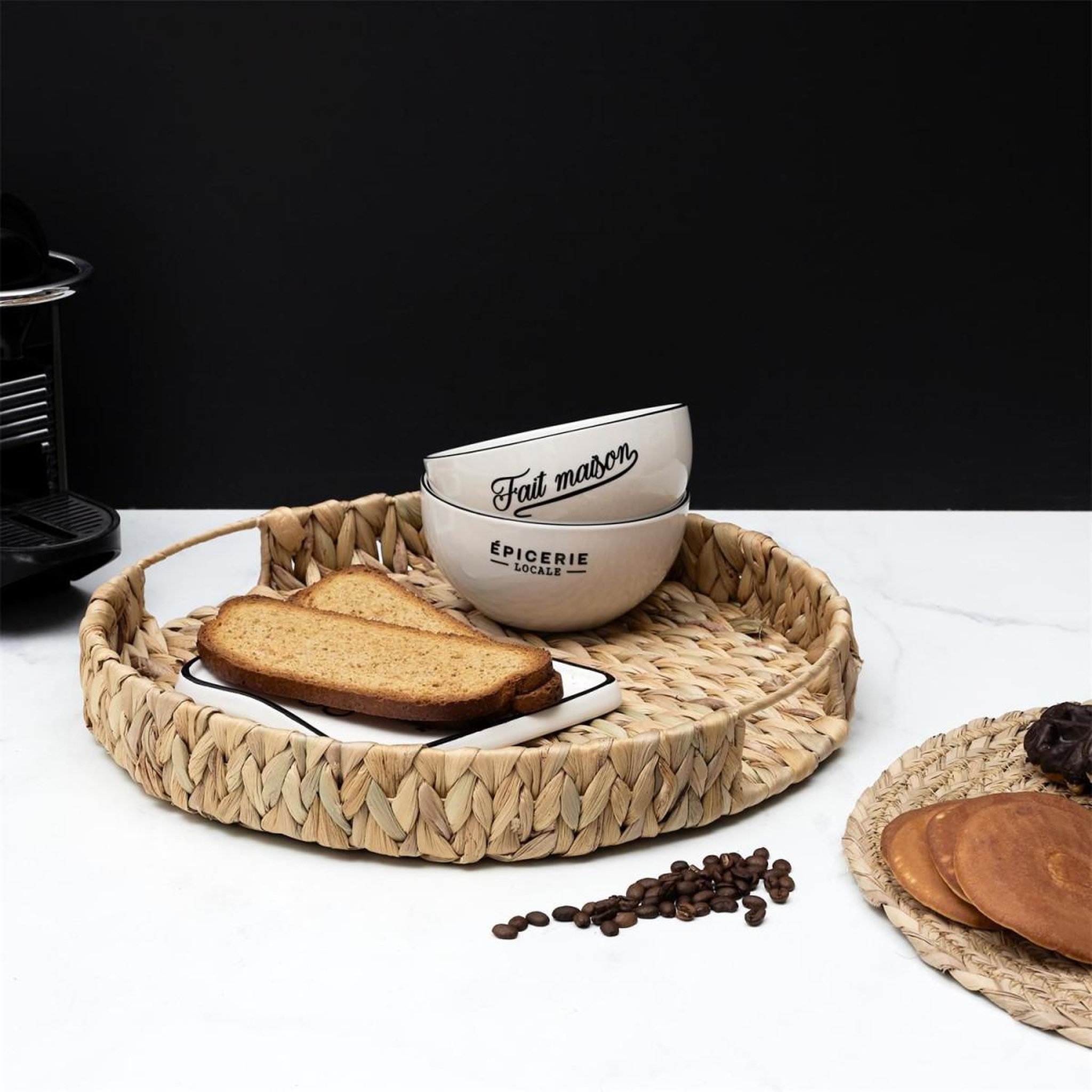 Voir la diapositive 3 : The Home Deco Factory Plateau déco en bois  tressage  40cm naturel