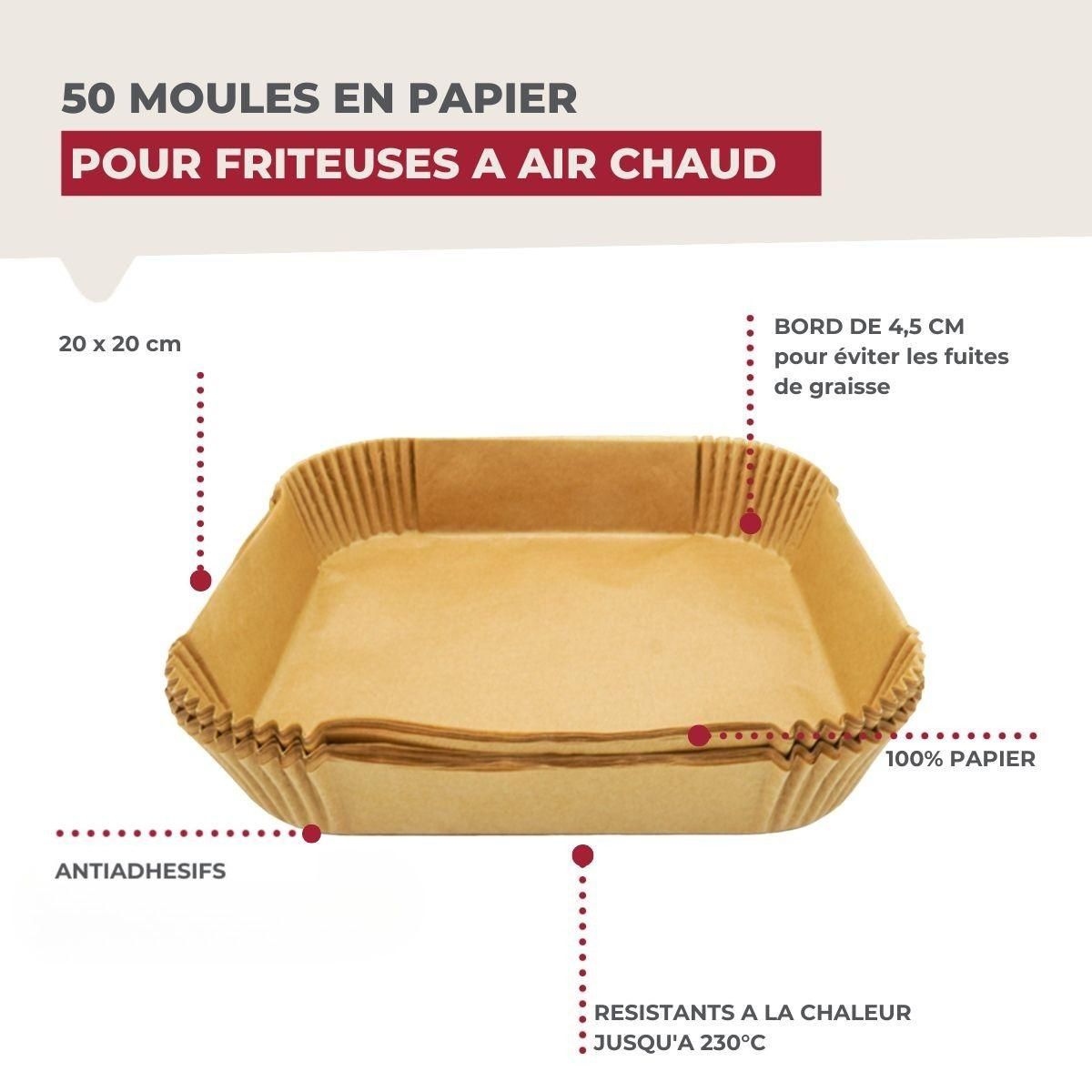 Fackelmann Lot de 300 Moules en papier air fryer carrés 20 cm Fackelmann